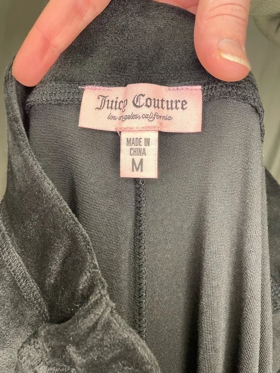 NWOT Juicy Couture Black Velour Top with Pink Label Flare - Picture 3 of 5